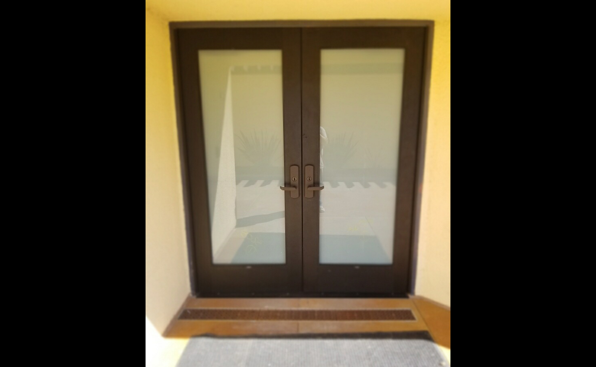 Manual Pair Of Storefront Doors With Frosted Glass